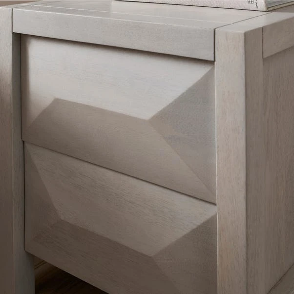 Watkins 2 Drawer Grey Wash Bedside Table, Mango Wood 8 Watkins 2 Drawer Grey Wash Bedside Table, Mango Wood - Image 6