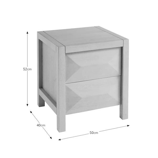 Watkins 2 Drawer Grey Wash Bedside Table, Mango Wood 11 Watkins 2 Drawer Grey Wash Bedside Table, Mango Wood - Image 9