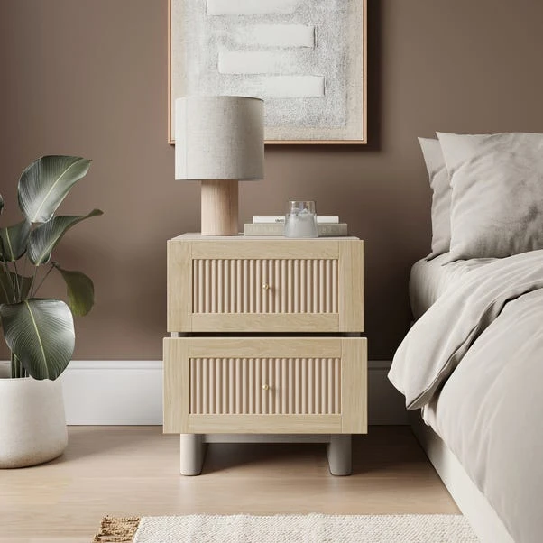 Maeva 2 Drawer Bedside Table, Light Oak Effect 4 Maeva 2 Drawer Bedside Table, Light Oak Effect - Image 2