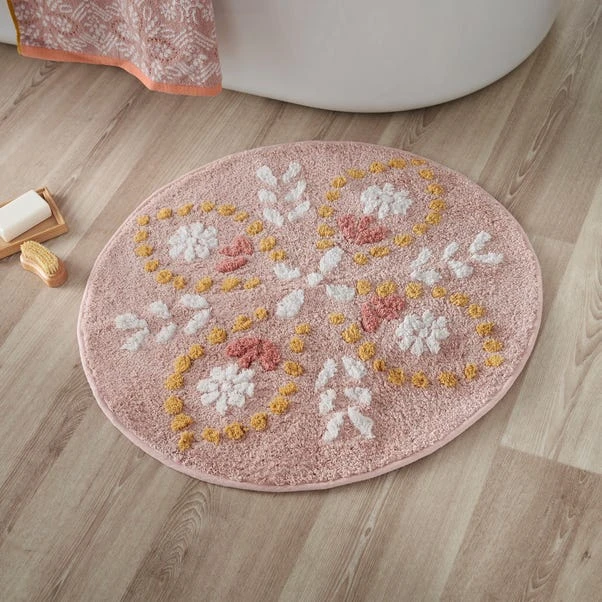 Global Pink Carved Circle Bath Mat 3 Global Pink Carved Circle Bath Mat