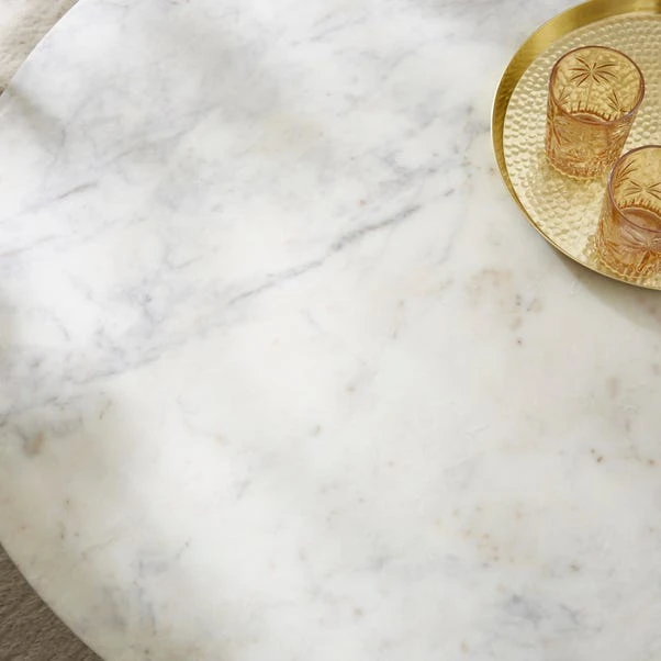 Arya Round Coffee Table, Mango Wood And Real Marble 5 Arya Round Coffee Table, Mango Wood And Real Marble - Image 3