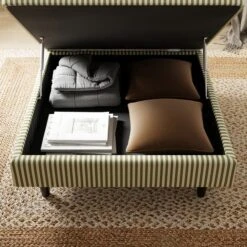 Zoe Pinstripe Fabric Square Storage Footstool -Habitat Store 30897766 alt02