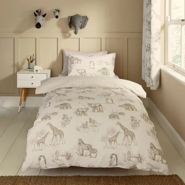 Sketched Animal Duvet Cover And Pillowcase Set 3 Sketched Animal Duvet Cover And Pillowcase Set