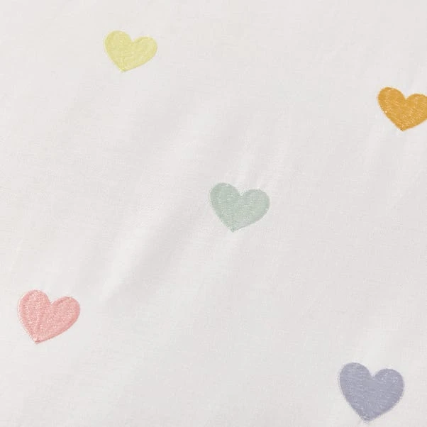 Embroidered Hearts Single Duvet Cover And Pillowcase Set 5 Embroidered Hearts Single Duvet Cover And Pillowcase Set - Image 3