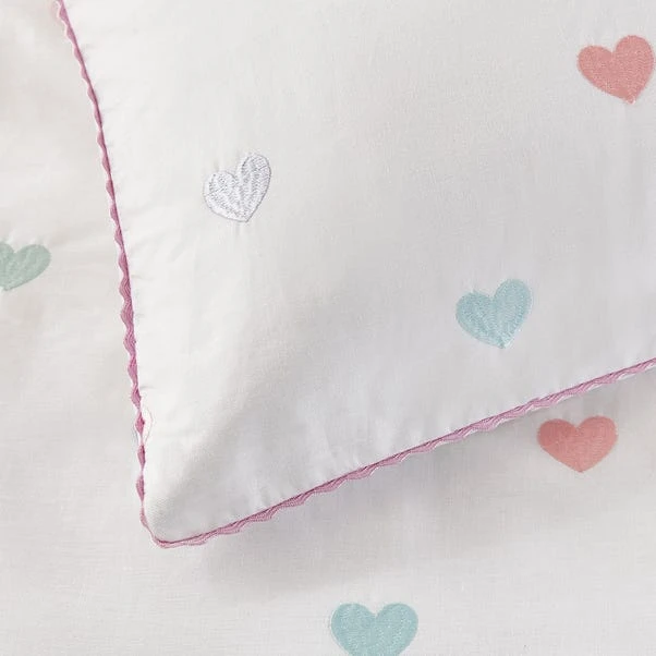 Embroidered Hearts Single Duvet Cover And Pillowcase Set 7 Embroidered Hearts Single Duvet Cover And Pillowcase Set - Image 5