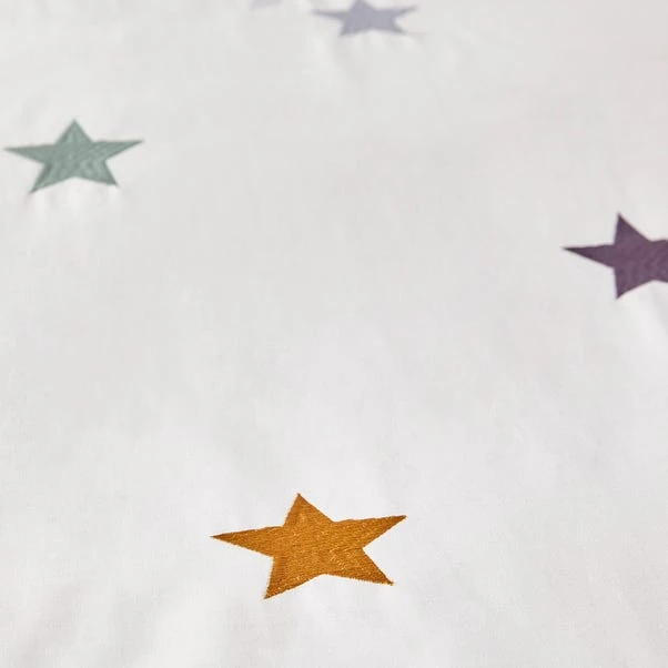 Embroidered Stars Single Duvet Cover And Pillowcase Set 4 Embroidered Stars Single Duvet Cover And Pillowcase Set - Image 2