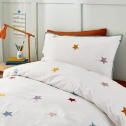 Embroidered Stars Single Duvet Cover And Pillowcase Set 10 Embroidered Stars Single Duvet Cover And Pillowcase Set -Habitat Store 30898238 alt03