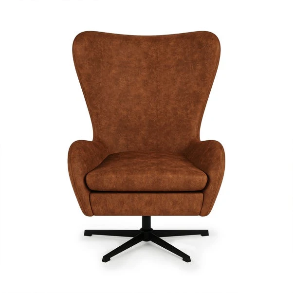 Kuvert Faux Leather Swivel Chair, Tan 5 Kuvert Faux Leather Swivel Chair, Tan - Image 3