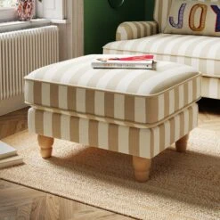 Beatrice Woven Stripe Footstool -Habitat Store 30900752
