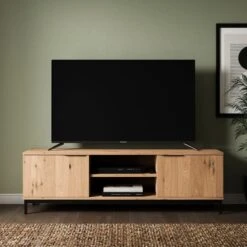 Reynolds Wide TV Unit For TVs Up To 60", Rustic Oak Effect