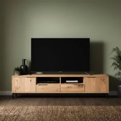 Reynolds Extra Wide TV Unit For TVs Up To 80", Rustic Oak Effect