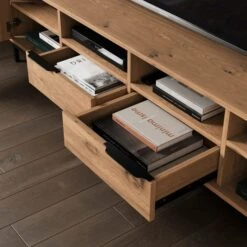 Reynolds Extra Wide TV Unit For TVs Up To 80", Rustic Oak Effect -Habitat Store 30901016 alt02