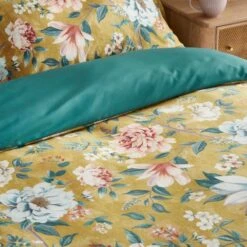 Ula Blooms Ochre Luxury Velvet Duvet Cover And Pillowcase Set -Habitat Store 30901192 alt06