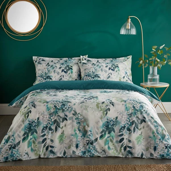 Flo Trailing Leaf Teal Luxury Velvet Duvet Cover And Pillowcase Set 7 Flo Trailing Leaf Teal Luxury Velvet Duvet Cover And Pillowcase Set - Image 5