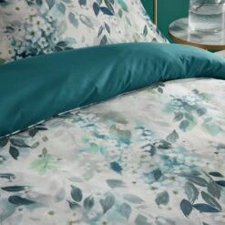 Flo Trailing Leaf Teal Luxury Velvet Duvet Cover And Pillowcase Set 25 Flo Trailing Leaf Teal Luxury Velvet Duvet Cover And Pillowcase Set -Habitat Store 30901209 alt06