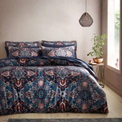 Soukara Dream Navy Duvet Cover And Pillowcase Set -Habitat Store 30901635