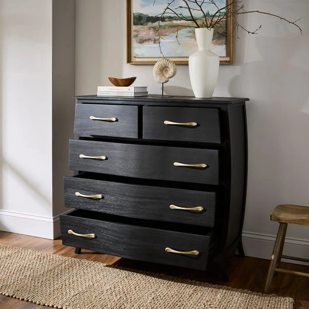 Keiko 5 Drawer Chest, Black Mango Wood 4 Keiko 5 Drawer Chest, Black Mango Wood - Image 2