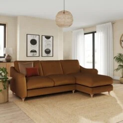 Hattie Matte Plush Velvet Corner Chaise Sofa -Habitat Store 30901829