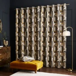 Alvin Geometric Jacquard Eyelet Curtains -Habitat Store 30902094 alt04