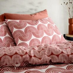 Mirad Modern Terracotta Duvet Cover And Pillowcase Set -Habitat Store 30902426 alt03