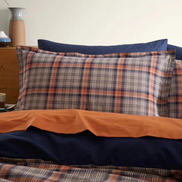 Calie Check Navy Oxford Pillowcase 3 Calie Check Navy Oxford Pillowcase