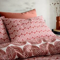 Mirad Modern Terracotta Duvet Cover And Pillowcase Set -Habitat Store 30902541 alt01