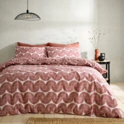 Mirad Modern Terracotta Duvet Cover And Pillowcase Set -Habitat Store 30902617 alt02