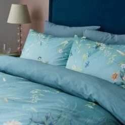 Garden Cranes Blue Duvet Cover And Pillowcase Set -Habitat Store 30904267 alt06