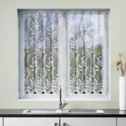Meadow Leaf Slot Top Net Curtain 16 Meadow Leaf Slot Top Net Curtain -Habitat Store 30905312