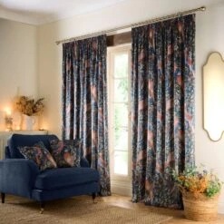 Woodland Pheasant Pencil Pleat Curtains -Habitat Store 30905736 alt01