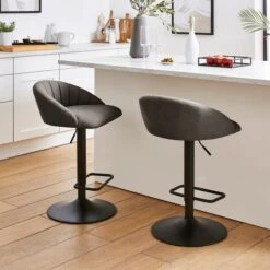Lowen Adjustable Bar Stool, Faux Leather -Habitat Store 30907959 alt01