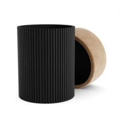 Amari Fluted Wooden Storage Footstool With Caramel Velvet Top -Habitat Store 30910801 alt07