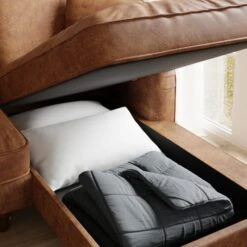Beatrice Relaxed Faux Leather Corner Storage Sofa Bed 34 Beatrice Relaxed Faux Leather Corner Storage Sofa Bed -Habitat Store 30910982 alt02