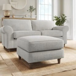 Flori Soft Chenille Footstool -Habitat Store 30911069