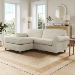 Flori Tonal Plush Chenille Corner Chaise Sofa -Habitat Store 30911135