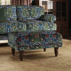 Jolene William Morris Blackthorn Print Velvet Footstool