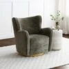 Theo Distressed Chenille Swivel Armchair -Habitat Store 30918814