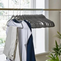 Set Of 25 Flocked Velvet Hangers 11 Set Of 25 Flocked Velvet Hangers -Habitat Store 30920264