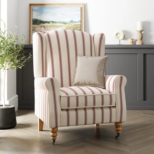 Oswald Grande Folkstone Stripe Wingback Armchair 3 Oswald Grande Folkstone Stripe Wingback Armchair