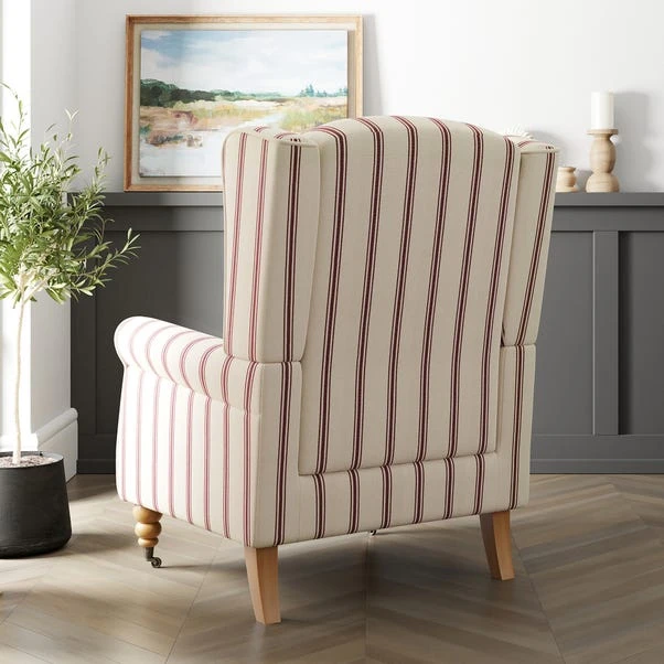 Oswald Grande Folkstone Stripe Wingback Armchair 4 Oswald Grande Folkstone Stripe Wingback Armchair - Image 2