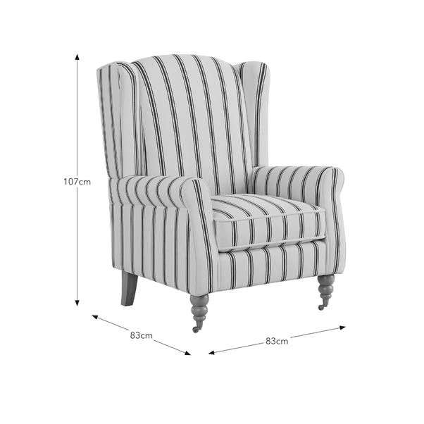 Oswald Grande Folkstone Stripe Wingback Armchair 11 Oswald Grande Folkstone Stripe Wingback Armchair - Image 9