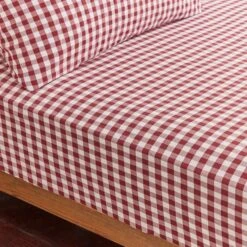 Portloe Gingham Woven Cotton Fitted Sheet 32 Portloe Gingham Woven Cotton Fitted Sheet -Habitat Store 30921097