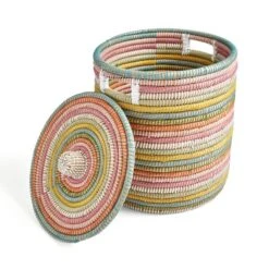 Rainbow Round Storage Basket With Lid -Habitat Store 30921125 alt02