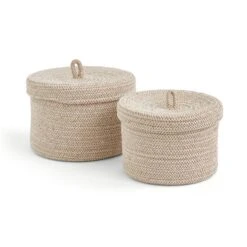 Jupiter Set Of 2 Woven Fabric Baskets With Lids -Habitat Store 30921592 alt02