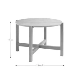 Halton 4 Seater Round Dining Table, Travertine & Oak -Habitat Store 30925309 alt09