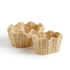 Set Of 2 Wavy Shell Woven Storage Baskets -Habitat Store 30925572 alt01