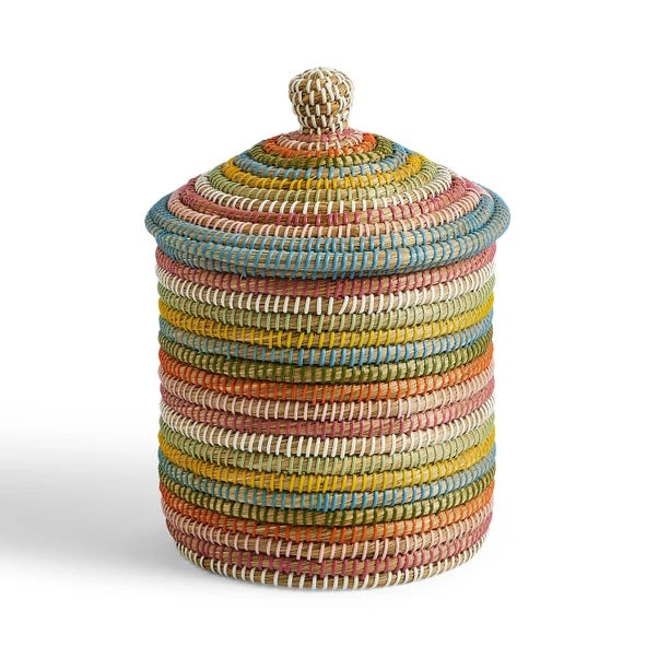 Rainbow Seagrass Storage Basket With Lid 7 Rainbow Seagrass Storage Basket With Lid - Image 5
