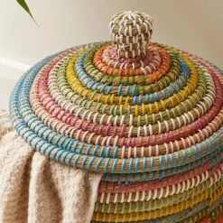 Rainbow Seagrass Storage Basket With Lid 13 Rainbow Seagrass Storage Basket With Lid -Habitat Store 30926393 alt02