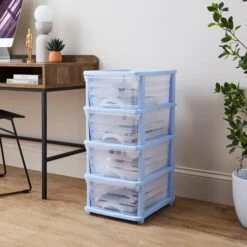 Plastic 4 Drawer Storage Tower Unit -Habitat Store 30926447