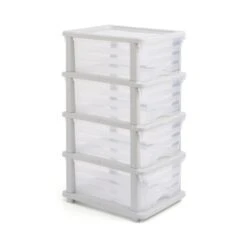 Plastic 4 Drawer Storage Tower Unit -Habitat Store 30926474 alt02